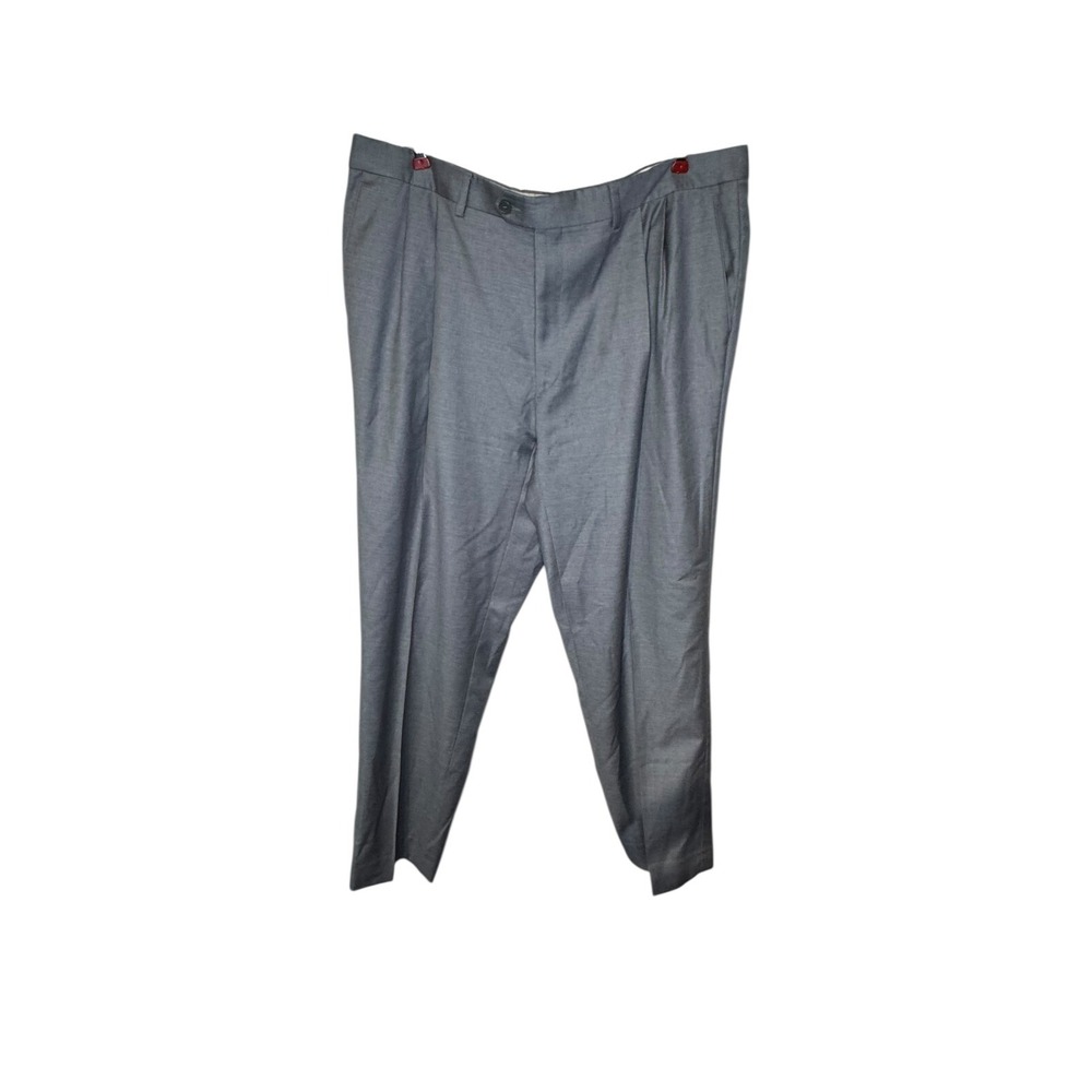 Santorelli Men Pants Luxury Serge Como 1900 2 Pleat Wool Light Gray 40 (Tag 42)